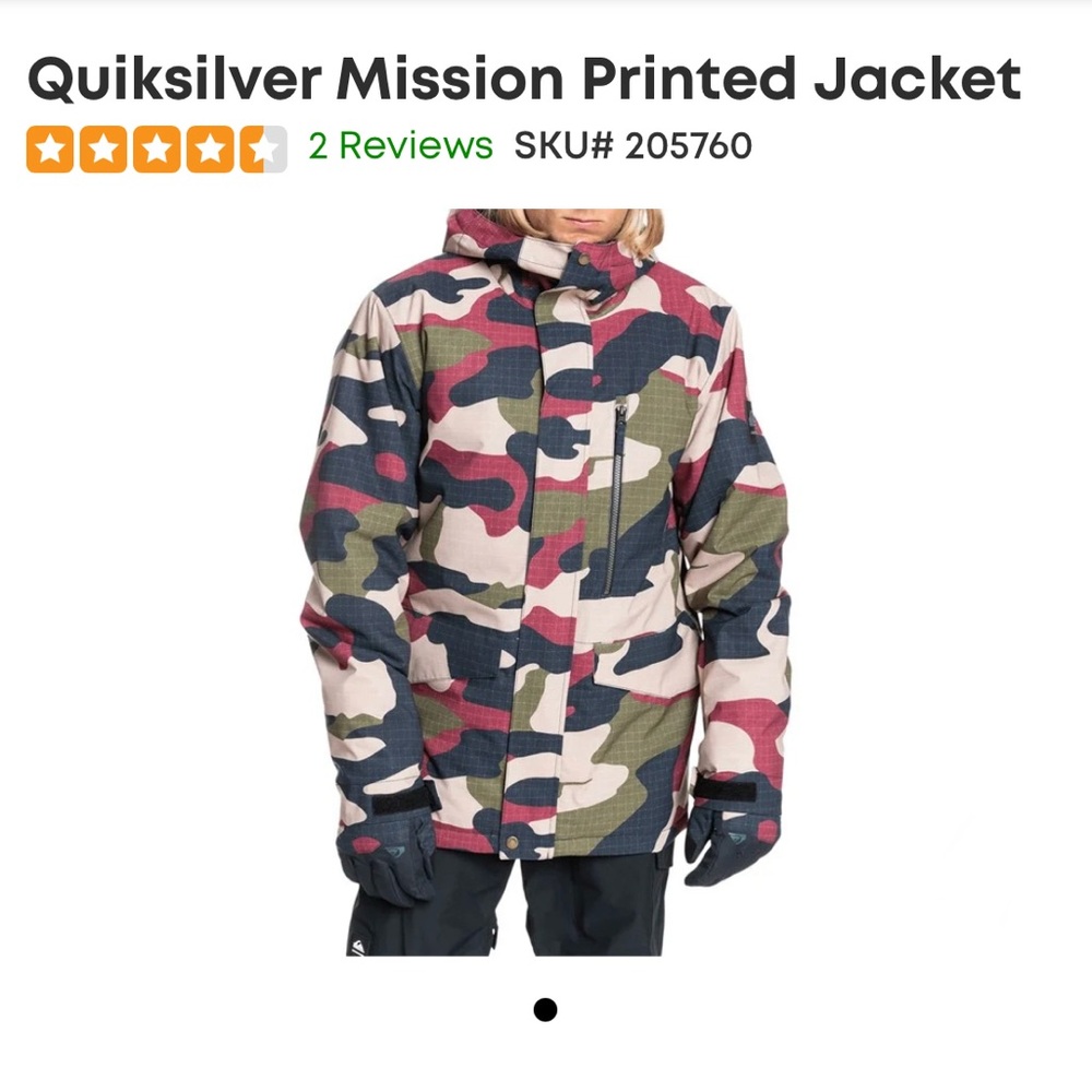 Mens Quiksilver XS Snowboard/Ski Jacket